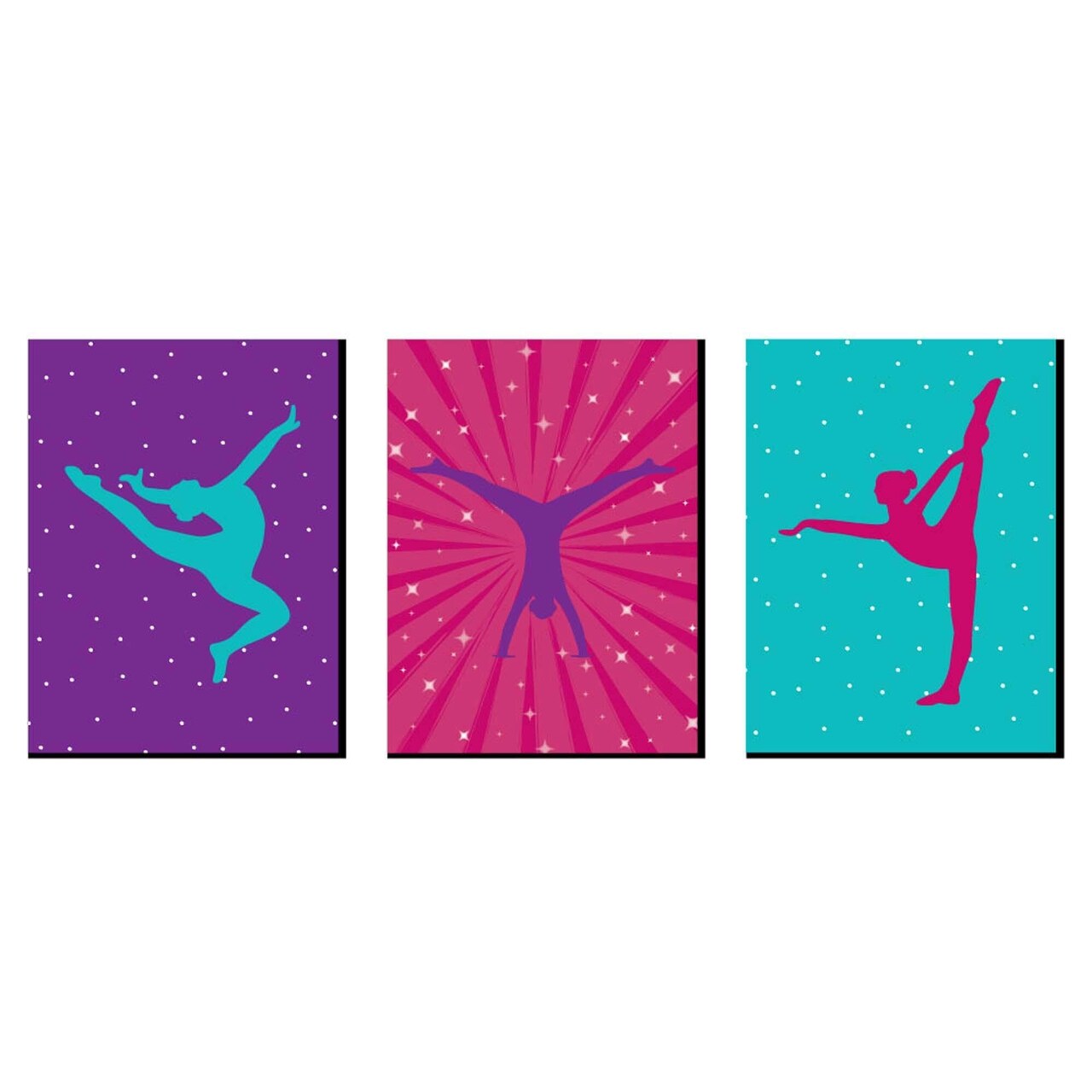 Big Dot of Happiness Tumble, Flip and Twirl - Gymnastics - Sports Themed Wall Art, Kids Room & Game Room Decor - 7.5 x 10 inches - Set of 3 Prints